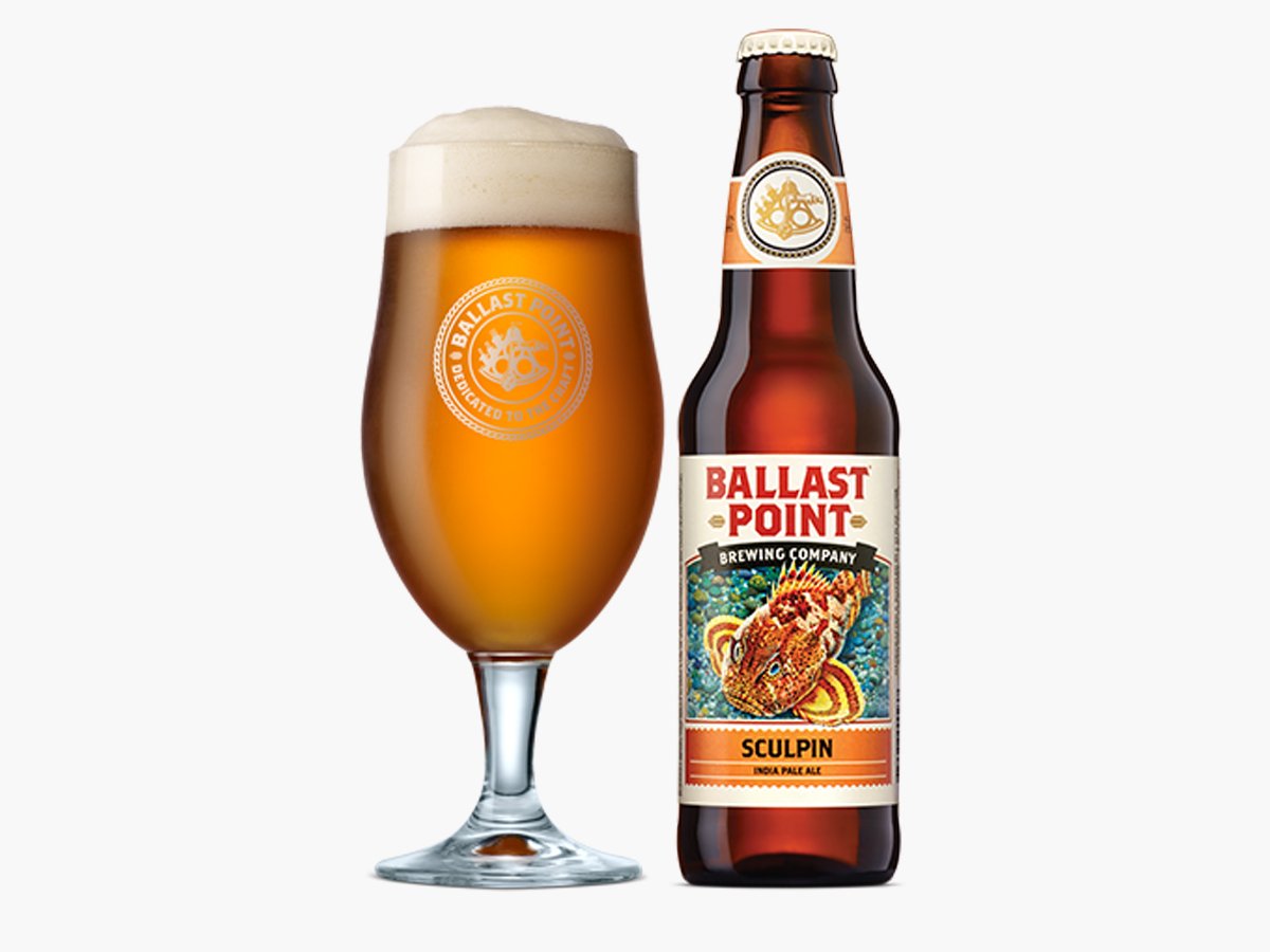 No. 10 Ballast Point Brewing Co. Sculpin IPA

The Sculpin is an IPA for people who think they don't like IPAs. The award-winning brew is a bright and not overly astringent beer (doesn't have as much of a puckering quality). Its use of hops creates hints of apricot, peach, mango, and lemon flavors, but it still packs a bit of a sting at 7% alcohol.