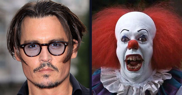 Johnny Depp  - Coulrophobia - Now this is a fear that a lot of people have, a fear of clowns. It’s understandable that Depp would also be inclined to fear the face painted ghouls. Depp starring as Ben Denbrough in an updated version of Stephen King’s IT could be quite entertaining.