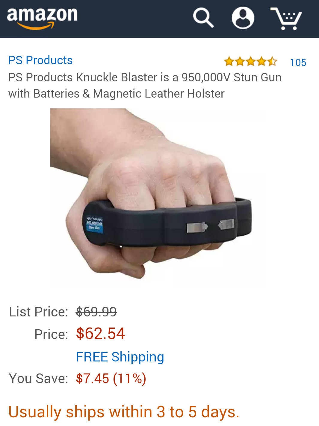 amazon reviews - amazon funny - amazon Q O W Ps Products Xxx 105 Ps Products Knuckle Blaster is a 950,000V Stun Gun with Batteries & Magnetic Leather Holster Aurora 450,000 Volt Stun Gun List Price $69.99 Price $62.54 Free Shipping You Save $7.45 11% Usua