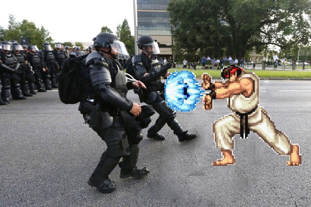 Ryu fights for justice against authoritah!