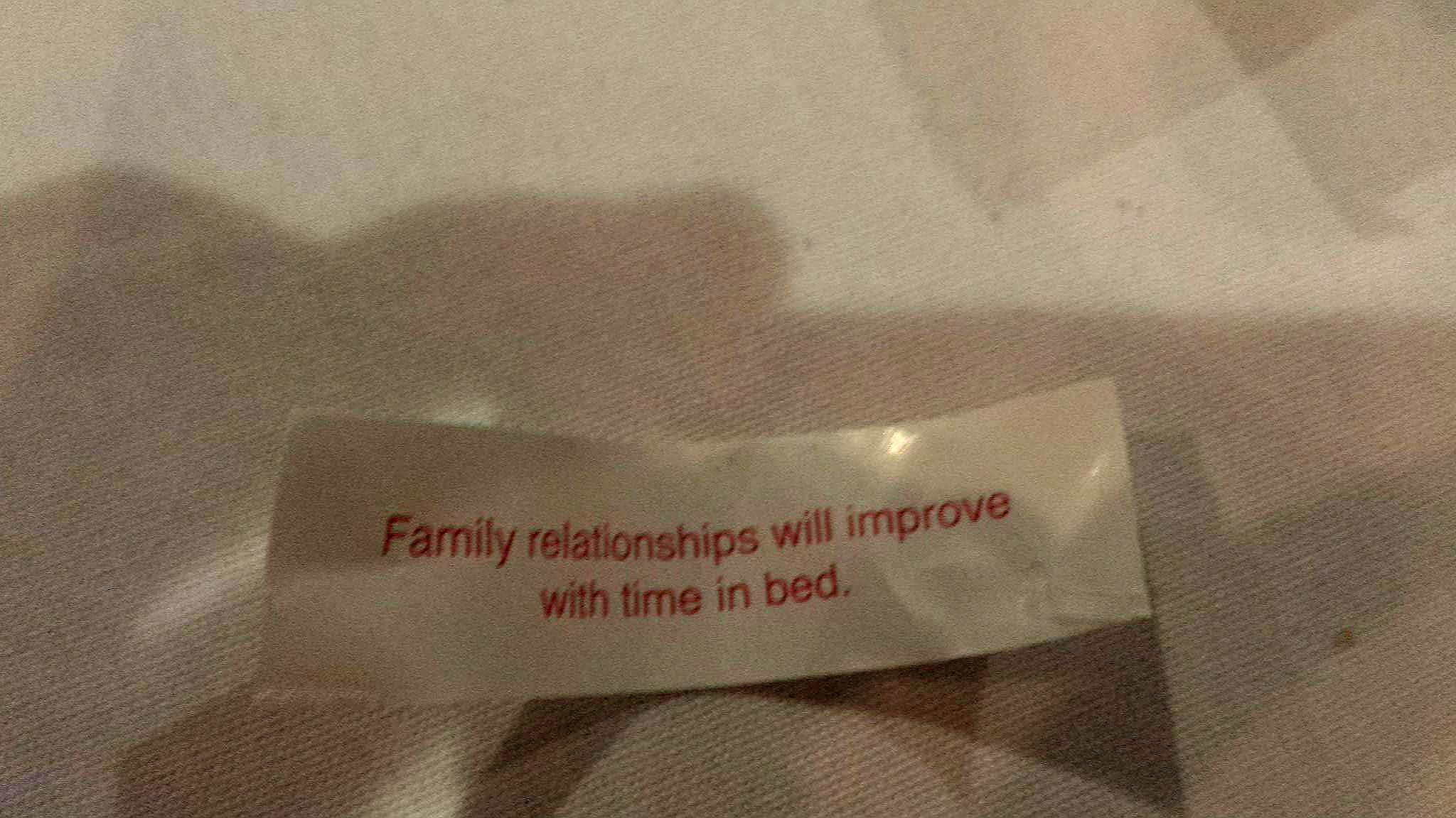 label - Family relationships will improve with time in bed.