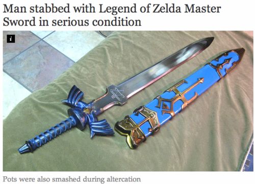 man stabbed with master sword - Man stabbed with Legend of Zelda Master Sword in serious condition Pots were also smashed during altercation