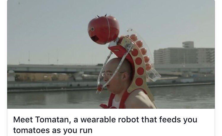 robot that feeds you tomatoes - Meet Tomatan, a wearable robot that feeds you tomatoes as you run