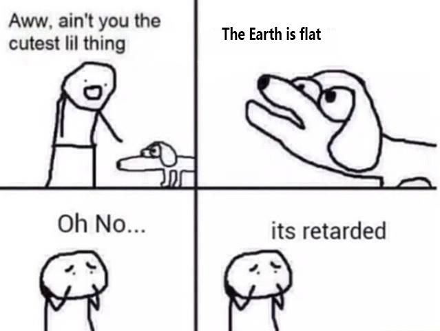 oh no it's retarded me - Aww, ain't you the cutest lil thing The Earth is flat Oh No... its retarded