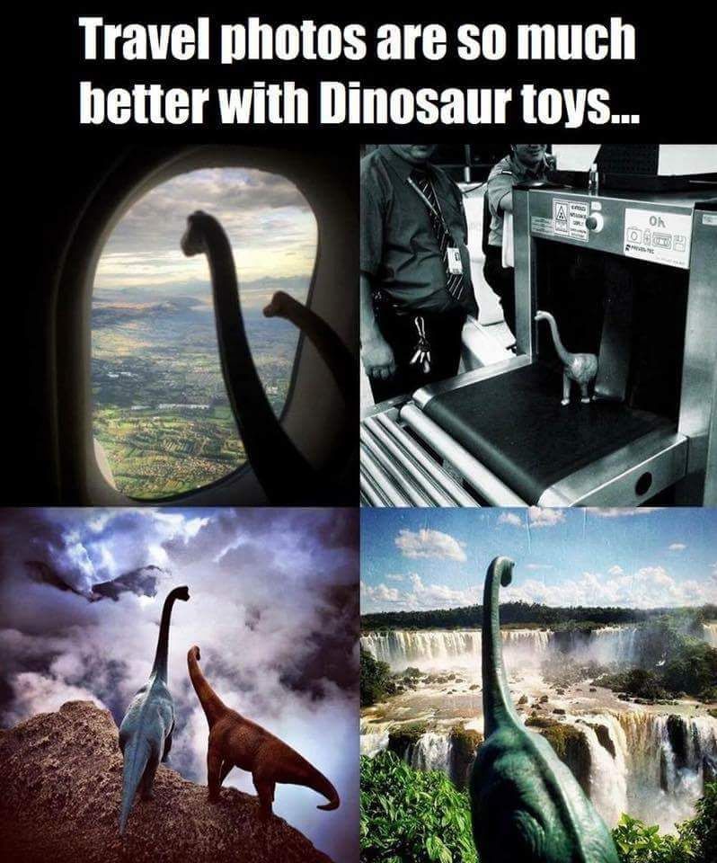 random pic plastic dinosaur travel - Travel photos are so much better with Dinosaur toys...