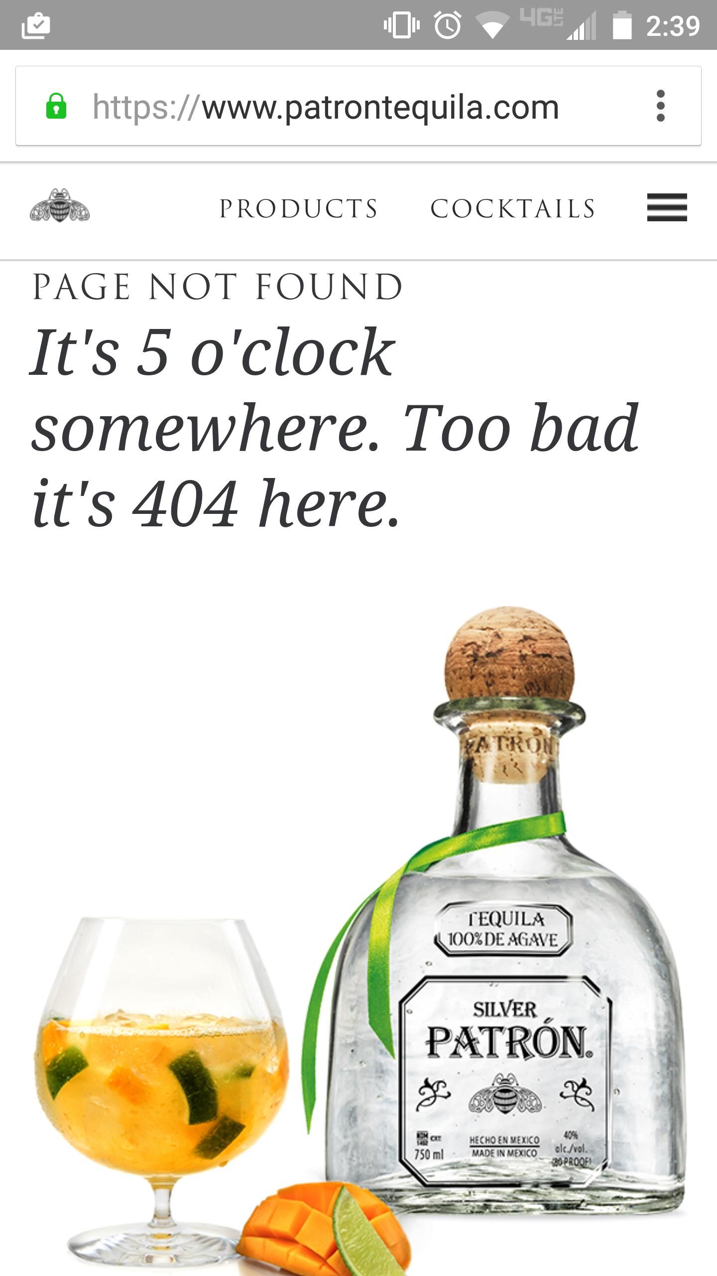 random pic patron silver tequila - 0046 @ acom Products Cocktails E Page Not Found It's 5 o'clock somewhere. Too bad it's 404 here. Vatro Equila 100% De Agave Silver Patrn Hecho En Mexico Made In Mexico 750 ml clcvol. Soproof