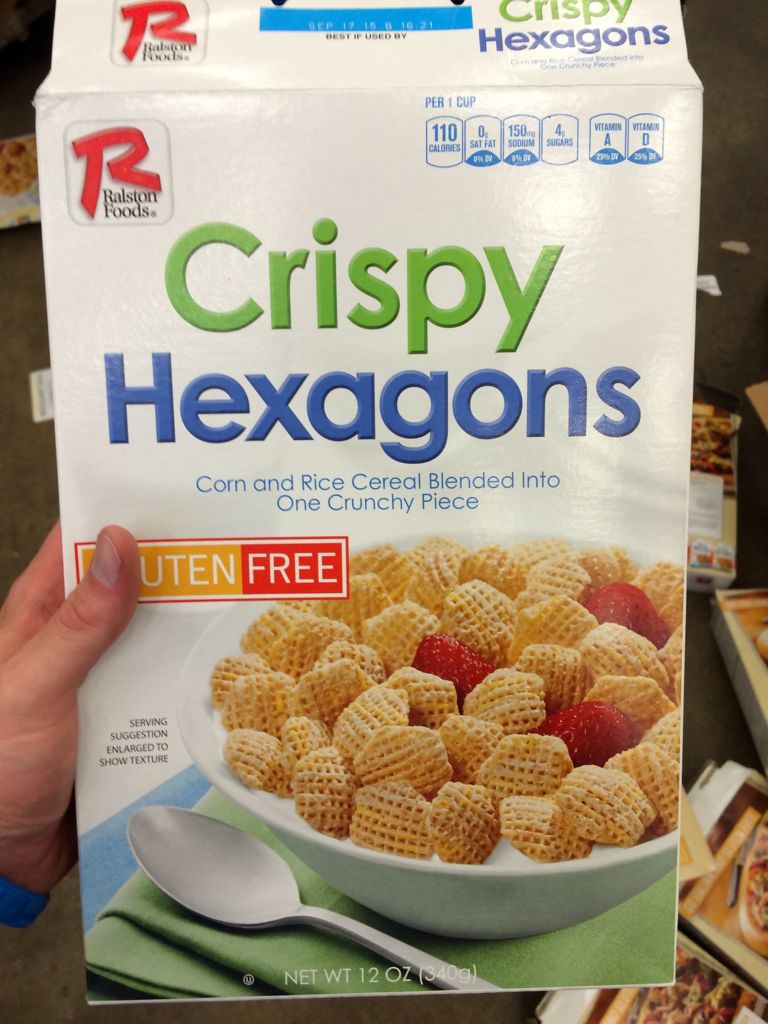funny off brand names - B 21 Difudy Crispy Hexagons Hexagons Ran Per 1 Cup Vitam Vitame 1100, 150 Calores Sat Fat Sodium Oddi Surers Di Ralston Foods Crispy Hexagons Corn and Rice Cereal Blended Into One Crunchy Piece Uten Free Serving Suggestion Enlarged