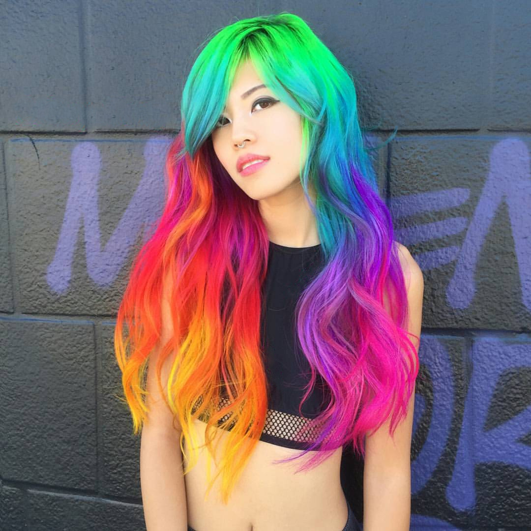 random pic girl with rainbow hair