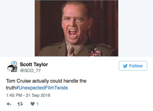 chennai floods tweet - Scott Taylor Tom Cruise actually could handle the truth Twists