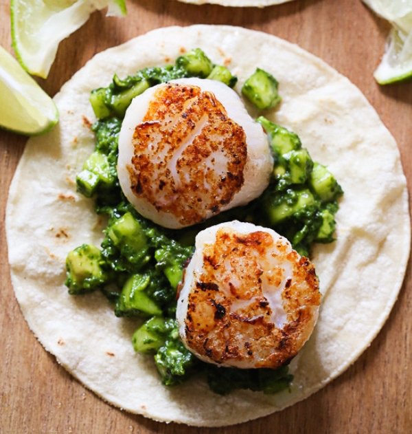 Green Scallop Tacos