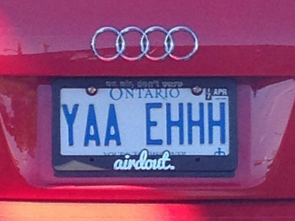 vehicle registration plate - a Ontario Apr Yaa Ehhh aindout.