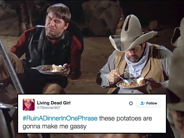 tweet - blazing saddles beans - Living Dead Girl these potatoes are gonna make me gassy