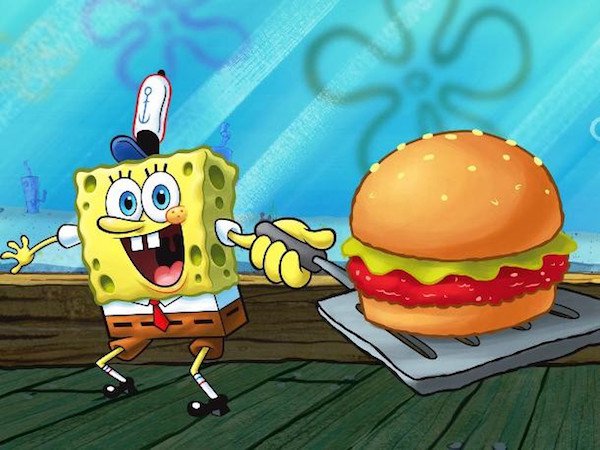 The famous Krappy Patties are more than likely veggie burgers, since the main meat in the ocean in fish. However, if they’re not, the only other possibility is that the residents of Bikini Bottom are cannibals.