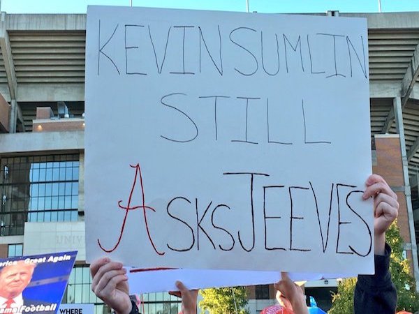 As always, fans came out in large numbers for ESPN’s College GameDay show. Here are some of the funnier signs from Saturday.