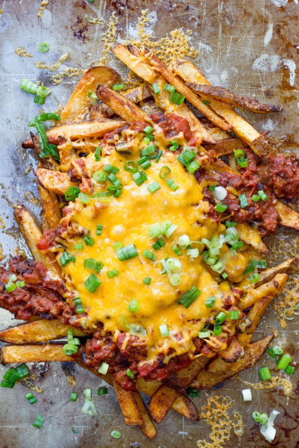 beer soaked chili cheese fries