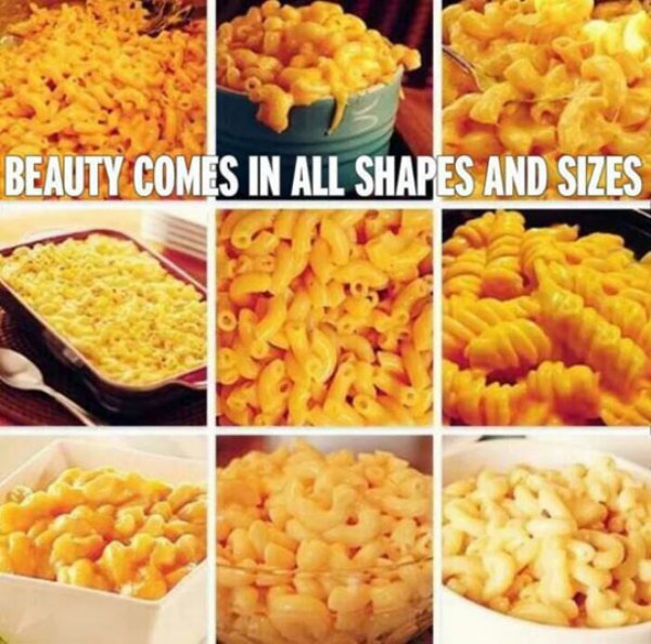 beauty comes in all shapes and sizes macaroni - Beauty Comes In All Shapes And Sizes