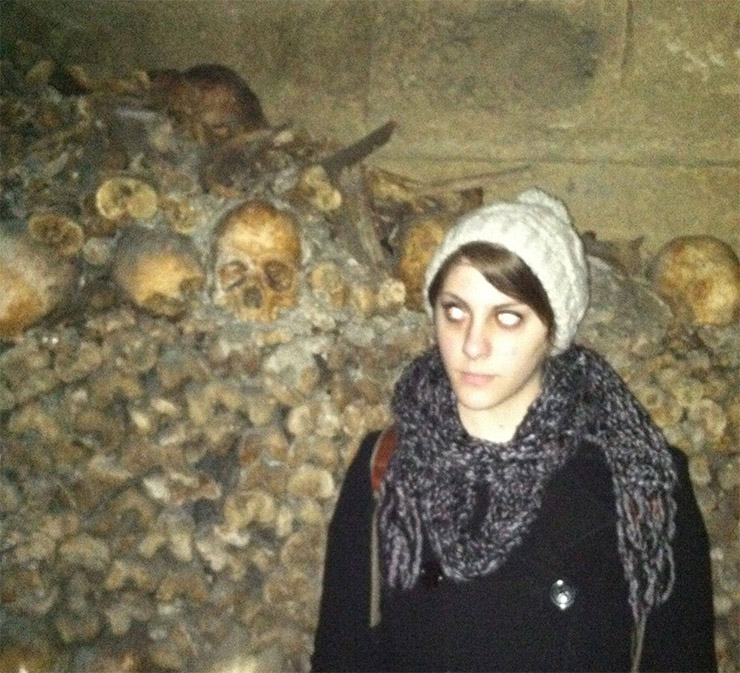 If this picture doesn’t freak you out nothing will. As if the eerie skulls and bones in the background aren’t scary enough, just look at the girl’s eyes who is posing next to the bones. This image has NOT been photoshopped.