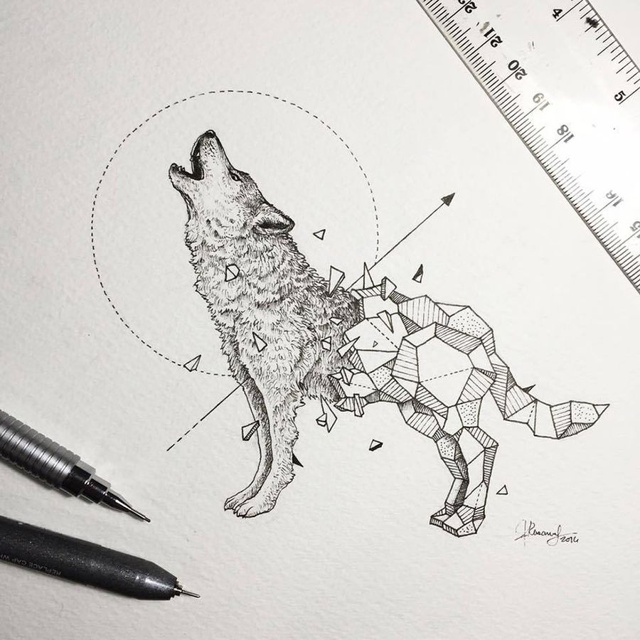 art geometric drawings of animals