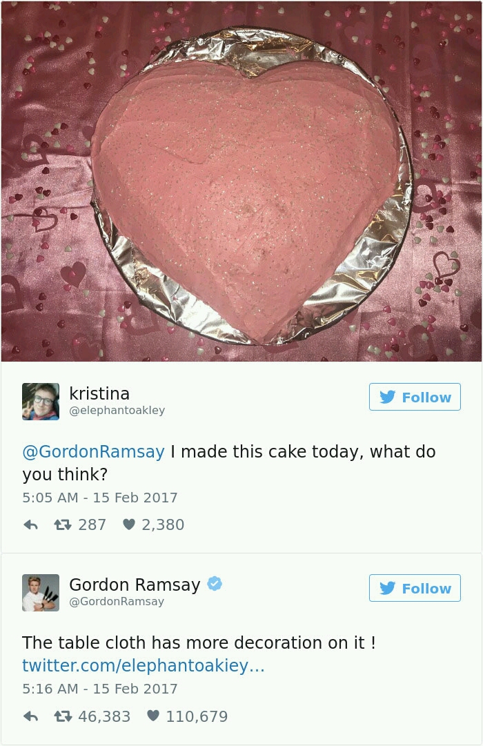 Gordon Ramsay Destroys Home Cooked Meals On Twitter