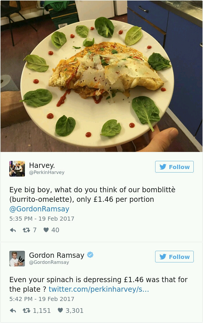 Gordon Ramsay Destroys Home Cooked Meals On Twitter