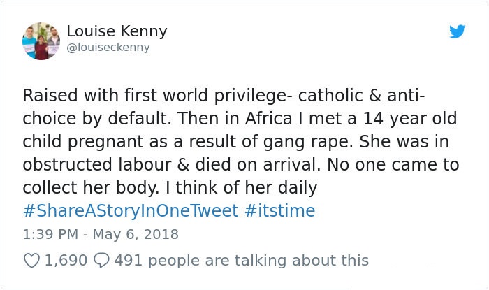 depression after a death - Louise Kenny Raised with first world privilege catholic & anti choice by default. Then in Africa I met a 14 year old child pregnant as a result of gang rape. She was in obstructed labour & died on arrival. No one came to collect