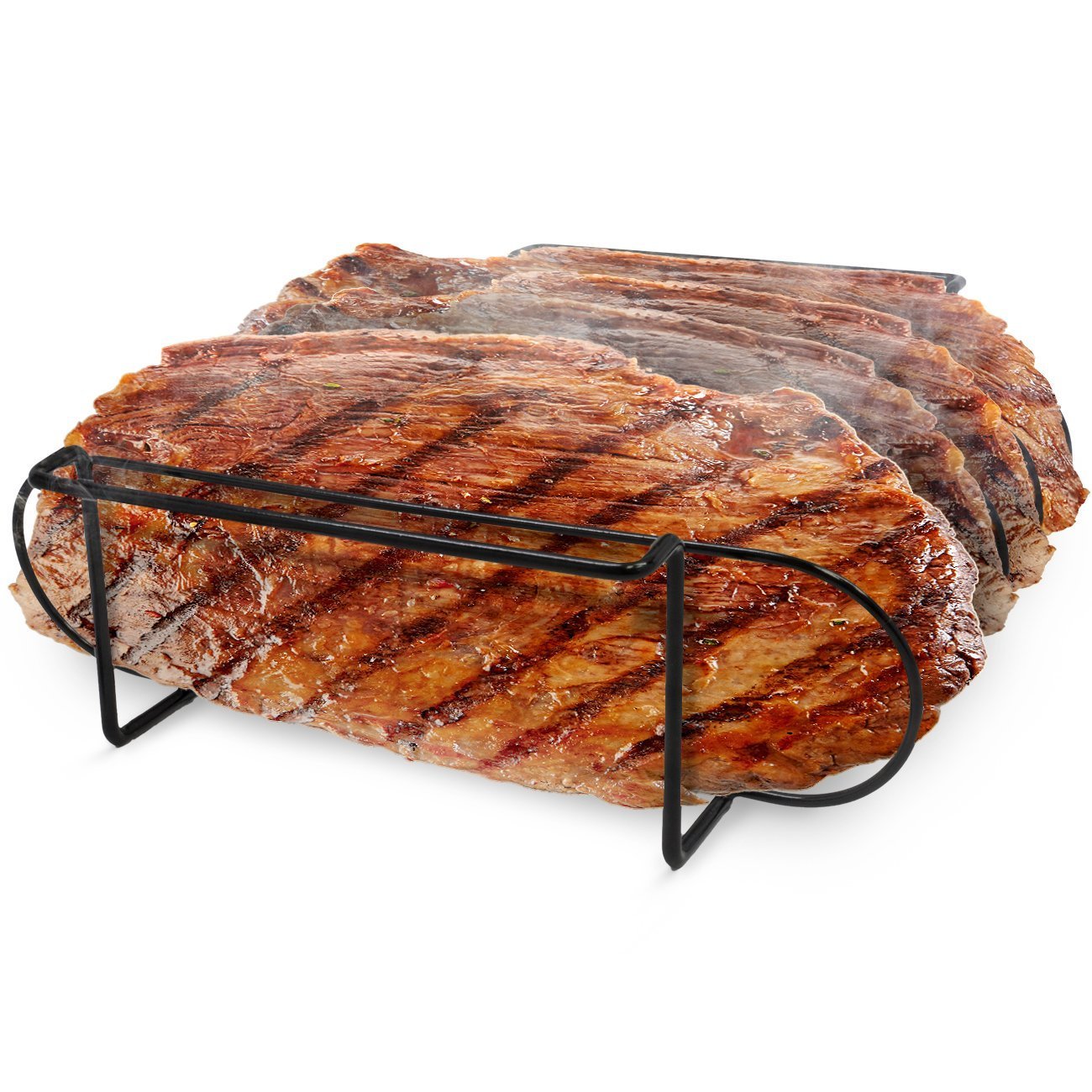 This vertical rib-rack will help you get a perfect and even cook on those ribs without smearing the sauce all over your grill. Get it <a href=" https://amzn.to/2GM94St" target="_blank"><font color="red"><b>HERE</font></b></a>
