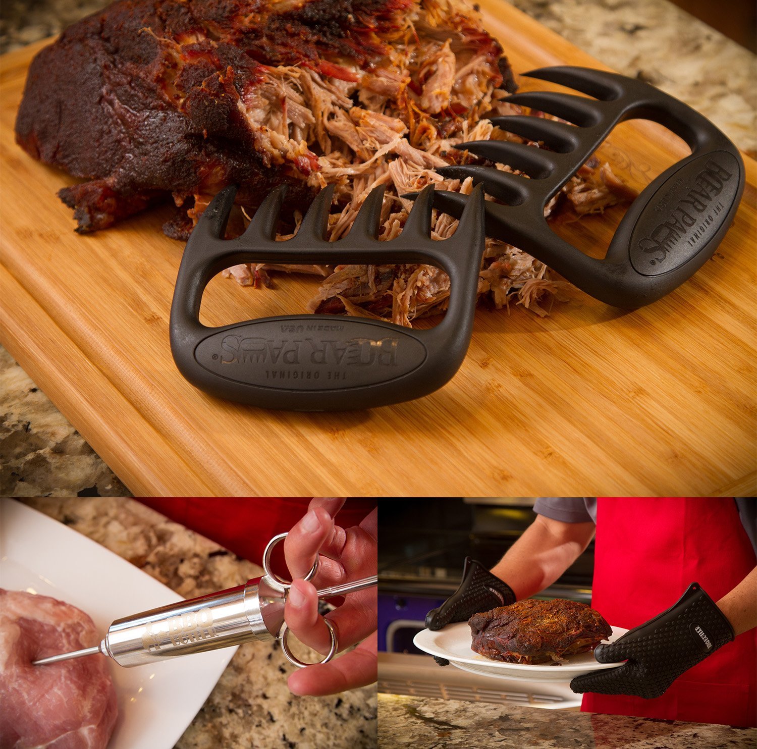 For the Wolverine wannabes, or anyone who's ever thought "there must be a better way to shred meat..."  Also contains a marinade injector and heat-resistant silicone gloves.   Get it <a href="https://amzn.to/2s4e0gT" target="_blank"><font color="red"><b>HERE</font></b></a>