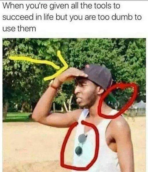all the tools to succeed meme - When you're given all the tools to succeed in life but you are too dumb to use them