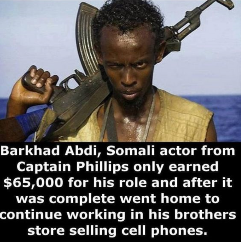 captain phillips somali - Barkhad Abdi, Somali actor from Captain Phillips only earned $65,000 for his role and after it was complete went home to continue working in his brothers store selling cell phones.