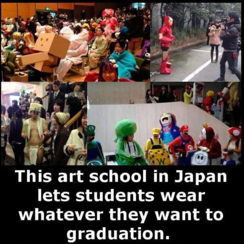 crowd - This art school in Japan lets students wear whatever they want to graduation.
