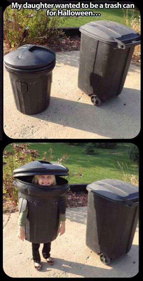 halloween costume dressed up garbage can - My daughter wanted to be a trash can for Halloween...