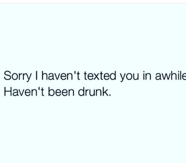 document - Sorry I haven't texted you in awhile Haven't been drunk.
