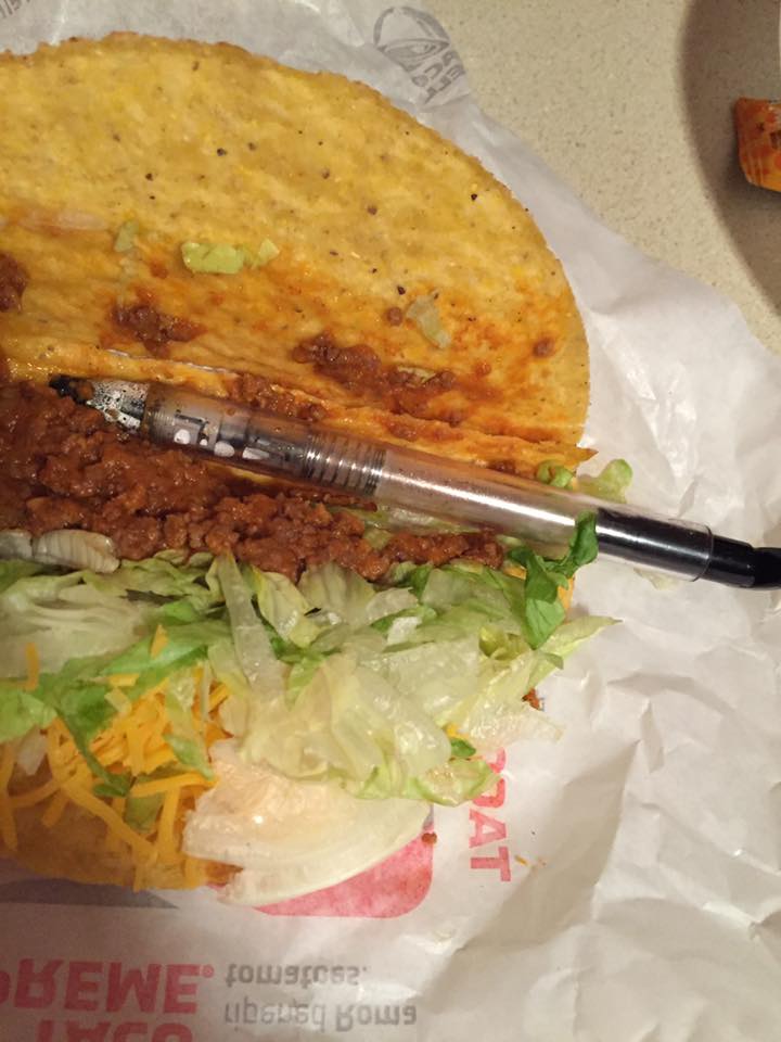 Taco Bell in Chatsworth, GA and didn't care when the customer called back. They must have been upset that someone got a free pen.