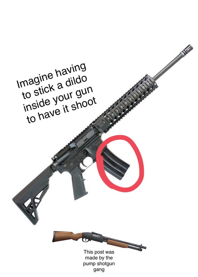 ar 15 rifle - Imagine having to stick a dildo inside your gun to have it shoot 10 This post was made by the pump shotgun gang