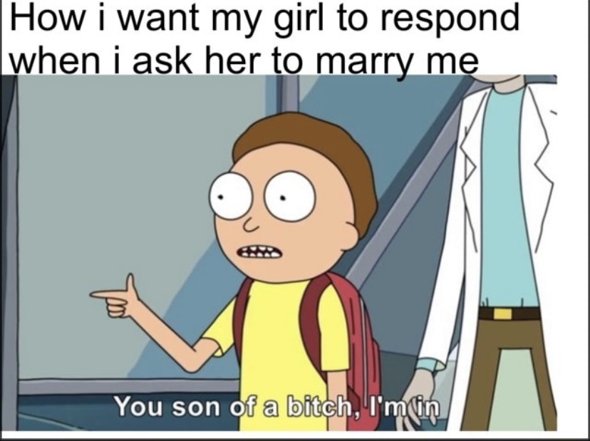 rick and morty count me in meme - How i want my girl to respond when i ask her to marry me You son of a bitch, I'm in