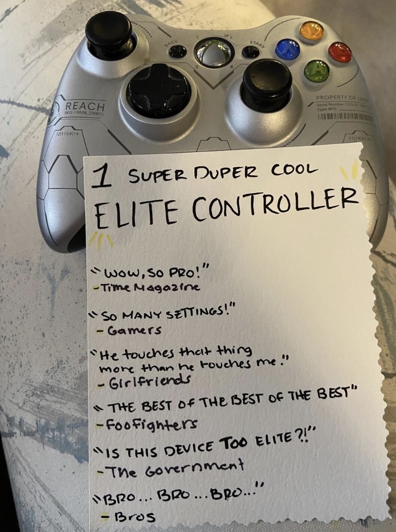 Property Of Uk Serial Number727 Reach Type M70 Rec 18559 23419 2111L814 E14 1 Super Duper Cool Elite Controller "Wow, so Pro!" Time Magazine So Many Settings!" Gamers 'He touches that thing more than he touches me." Girlfriends \\ The Best Of The Best Of…