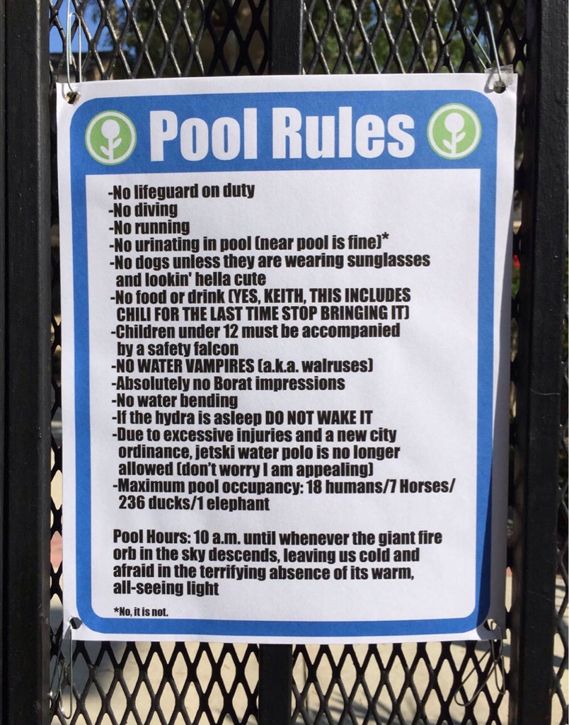 funny pool rules