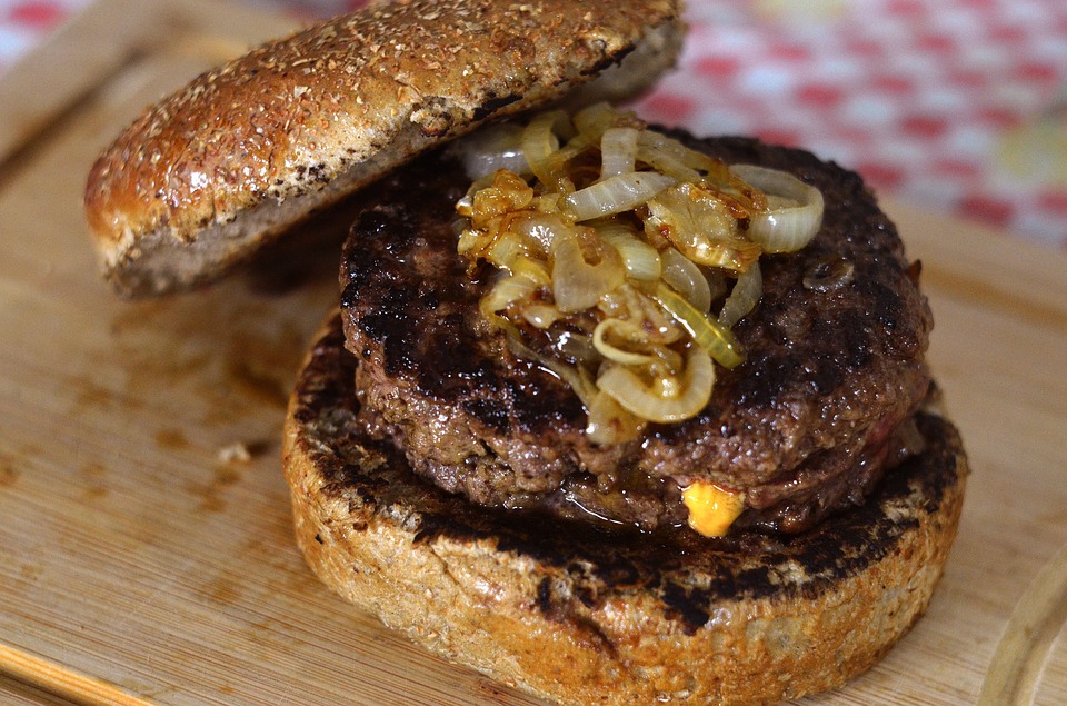 burger with fried onions