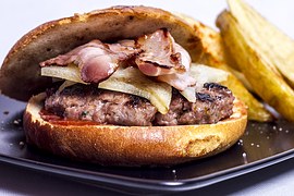 burger with bacon and onions