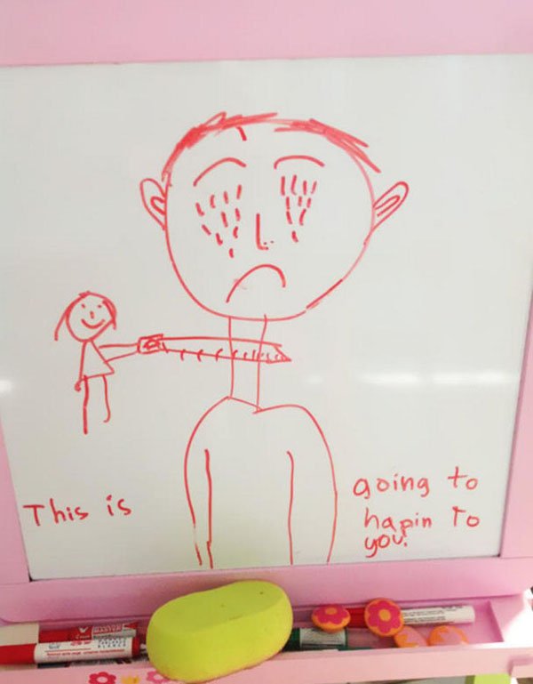 disturbing kids drawing - This is going to hapin to golphin