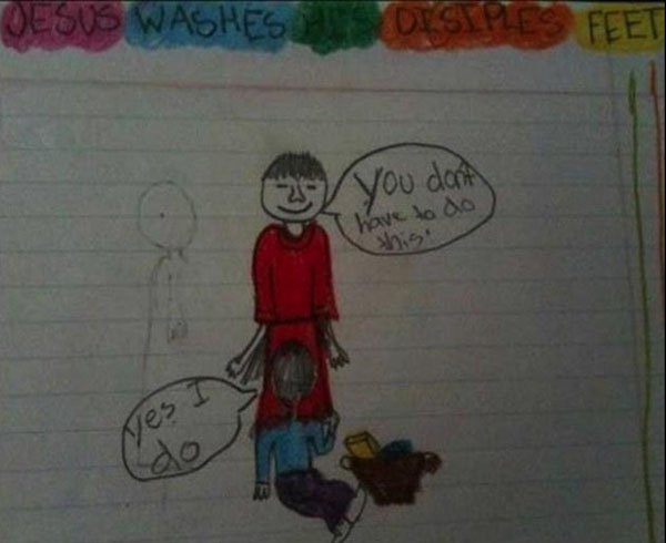 kids drawings - Desus Washes Feet you don't havo O Os