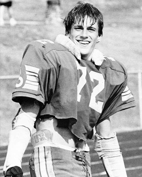 Jon Hamm in his football gear during his senior year in 1989