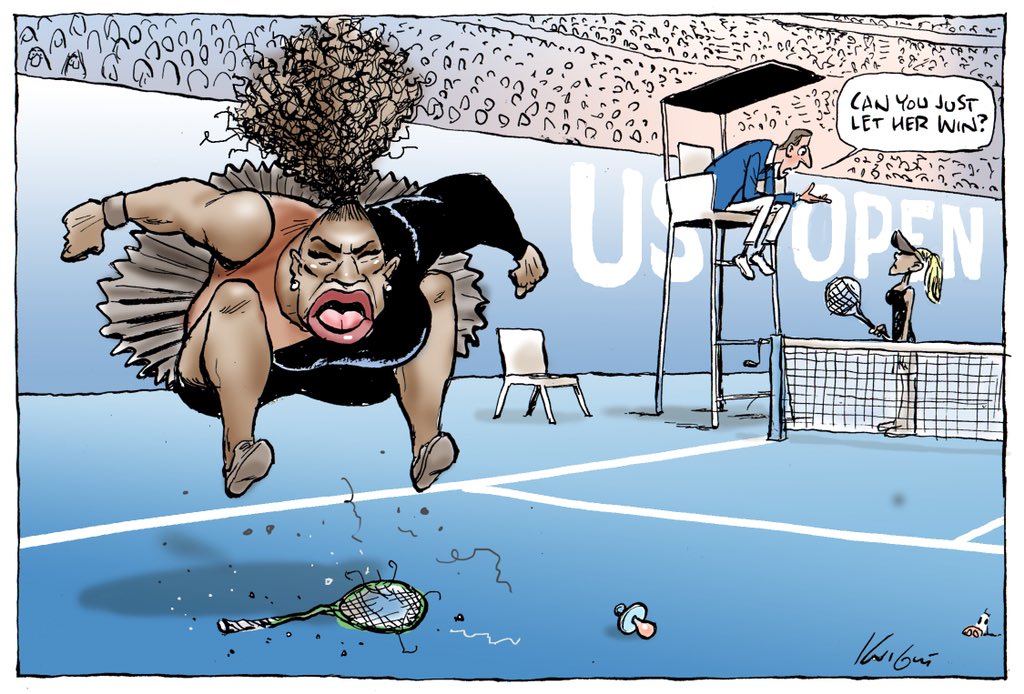 Mark Knight, a editorial cartoonist for the Herald Sun in Melbourne Australia drew this funny pic of the US Open.  Some are calling it racist, what do you think?  Leave your comments below.