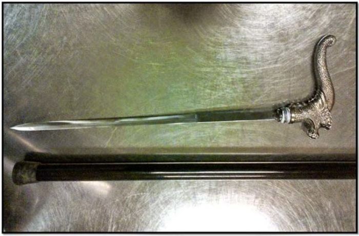 sword cane with metal handle