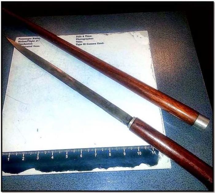 sword cane with wooden handle