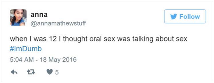 Screenshot - anna y when I was 12 I thought oral sex was talking about sex