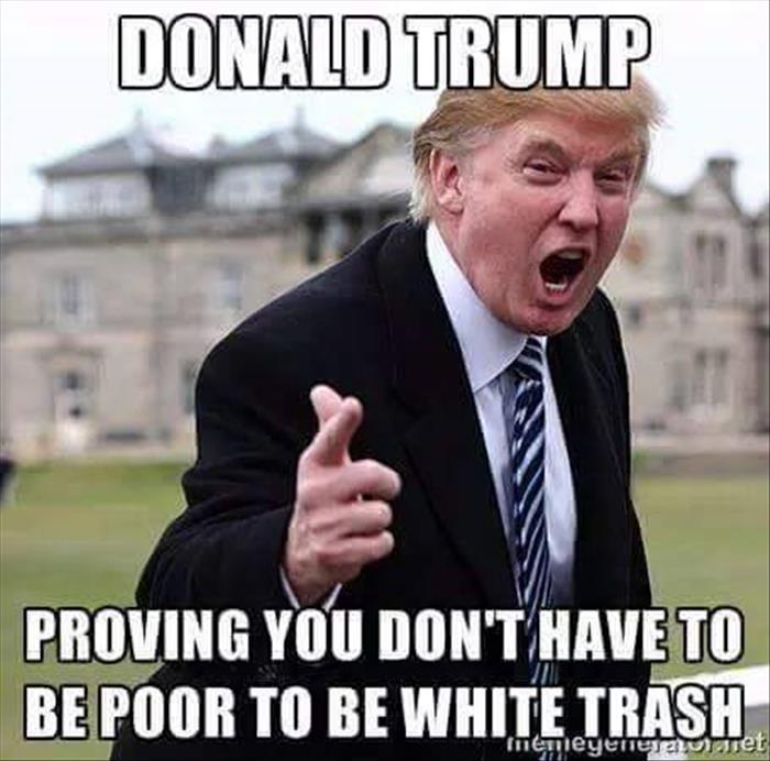 Trump meme about donald trump white trash - Donald Trump Proving You Don'T Have To Be Poor To Be White Trash Inemleyeresenoliet