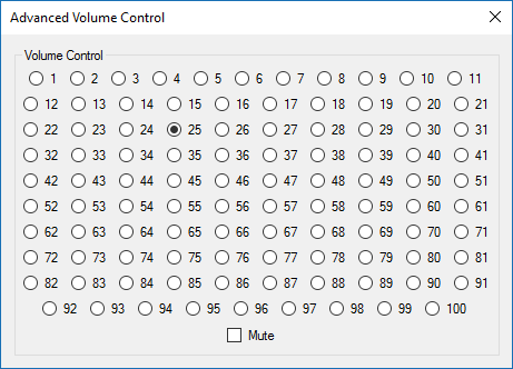 Many radio buttons to choose the volume