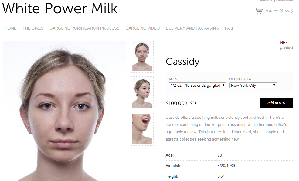 White Power Milk-Troll Site, Advertising or Art?