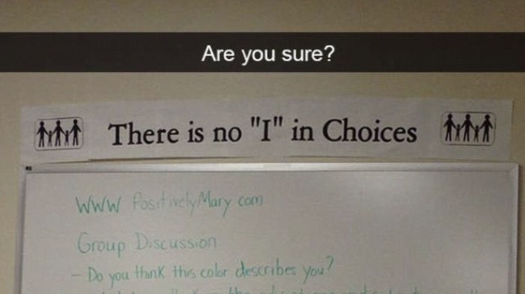 font fails - Are you sure? My There is no "I" in Choices to Www Positively Mary com Group Discussion Do you think this color describes you?